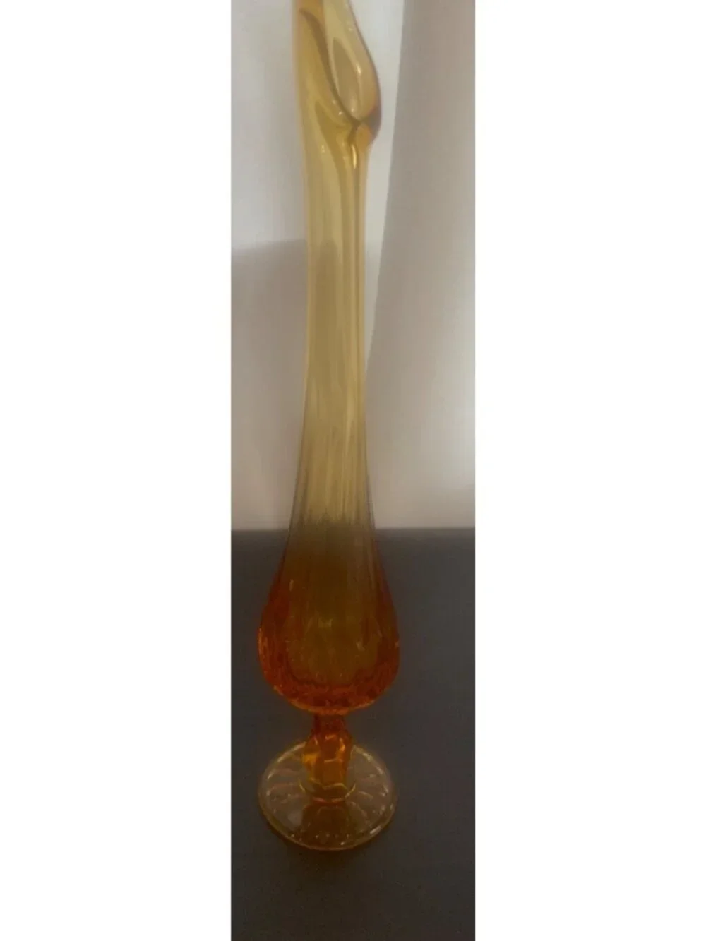 Honey Amber Fenton Thumbprint Colonial Swung MCM Vase on footed base